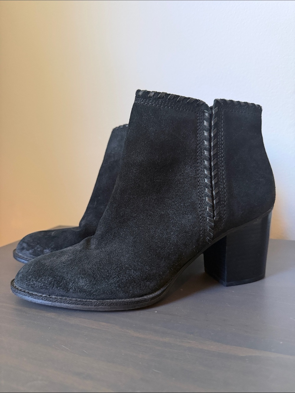 Sofft Wilton Suede Whipstitch Ankle Bootie - Black Ankle Boots